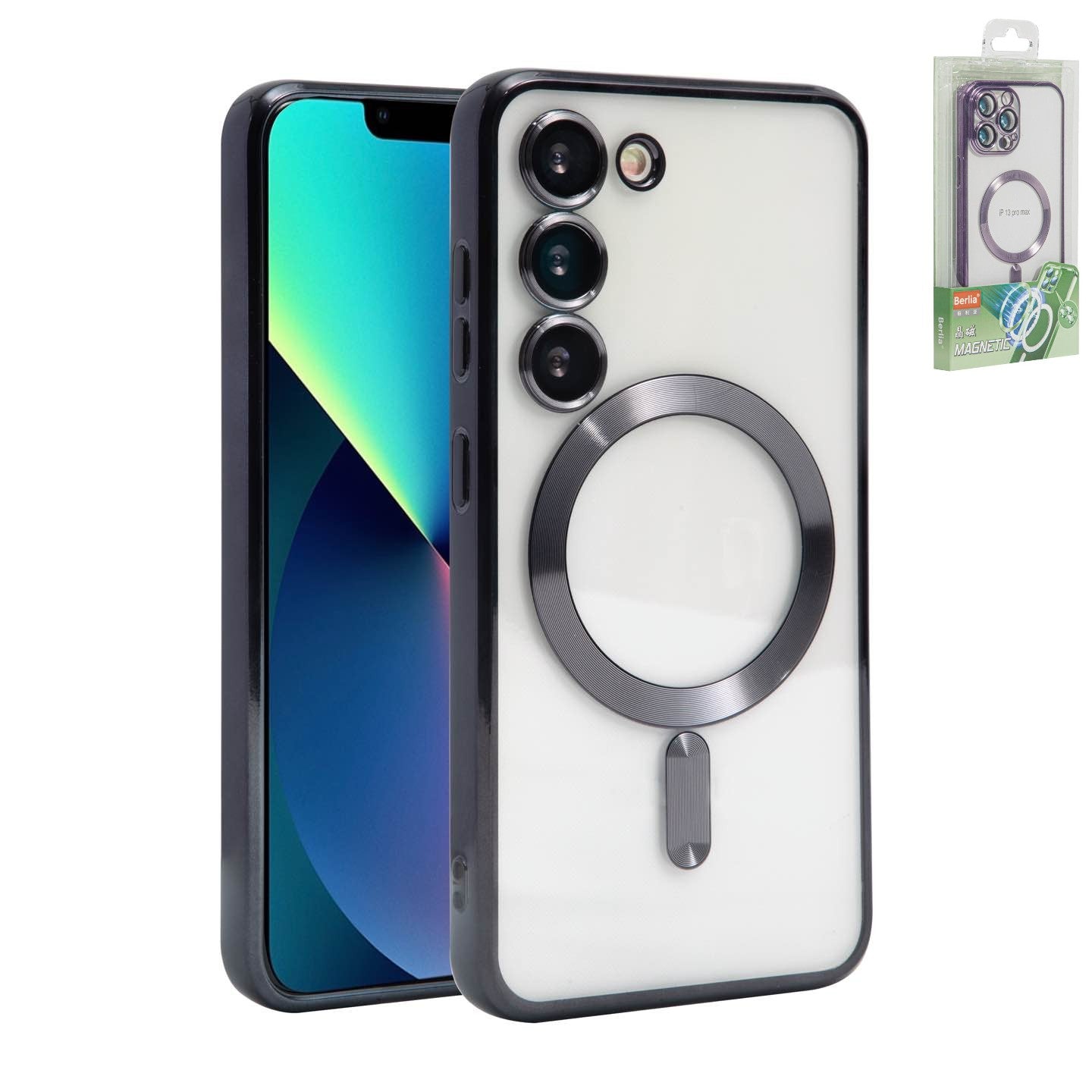 Clear Case Black Magsafe Camera Lens For Samsung S23 PLUS