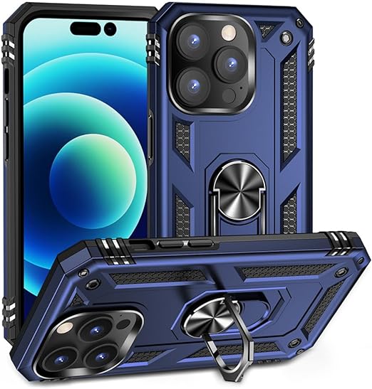 Hybrid Ring Navy Blue Case for iPhone 14