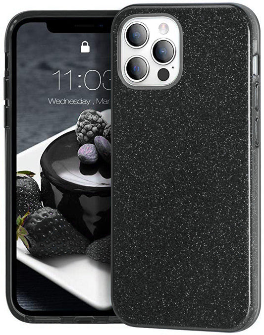 Glitter Silicone Black Case For iPhone 15 Pro