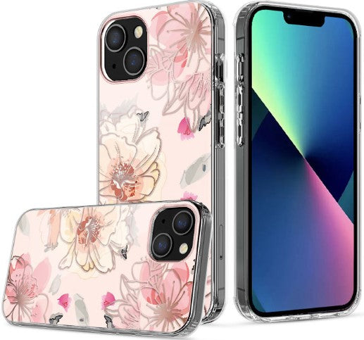 Clear Graphic Case (Pink Flower) for iPhone 15 Pro