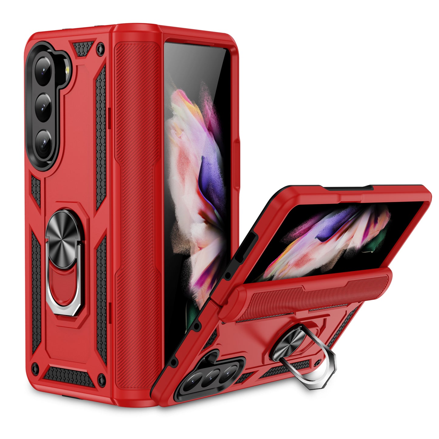 Red Hybrid Ring Case for Samsung Z5 FOLD
