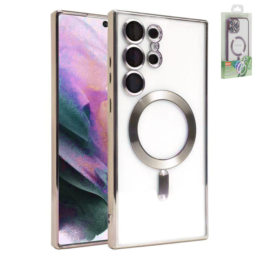 Clear Case Gold Magsafe Camera Lens For Samsung S23 ULTRA