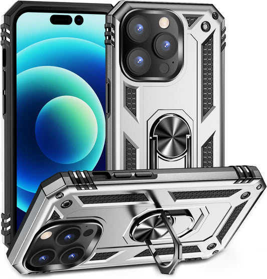 Hybrid Ring Silver Case for iPhone 14 Pro Max