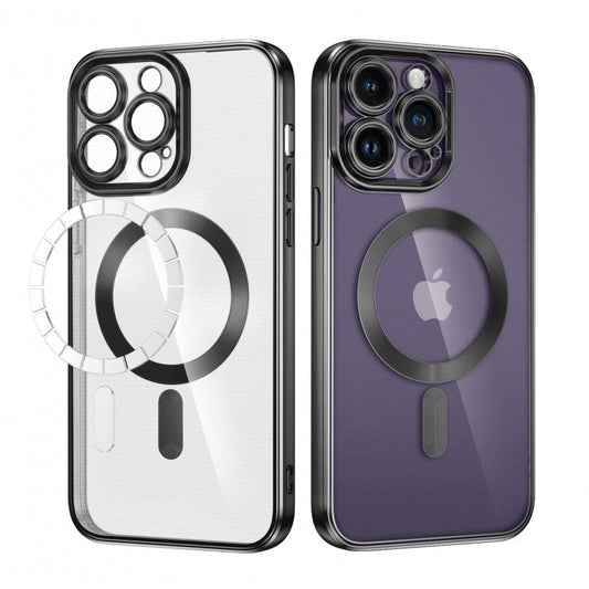 Clear Back Case Magsafe Camera Lens For iPhone 15 Black