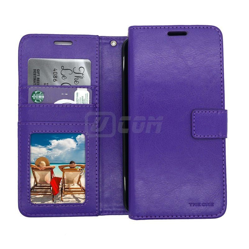 iPhone 14 Plus'' Photo ID 3 Card Slots Plain Wallet Purple
