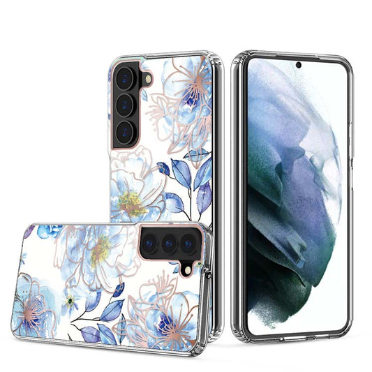 Clear Graphic Case (Blue Flower) for Samsung S22