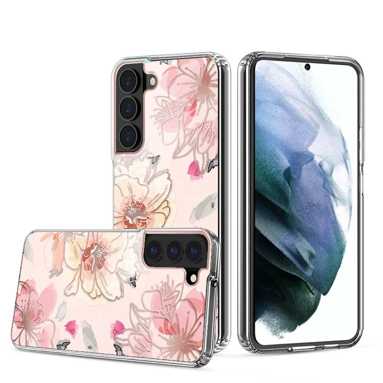 Clear Graphic Case (Pink Flower) for Samsung S22