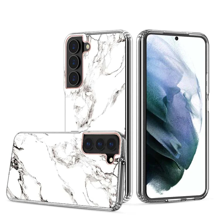 Clear Graphic Case (White Marble) for Samsung S22