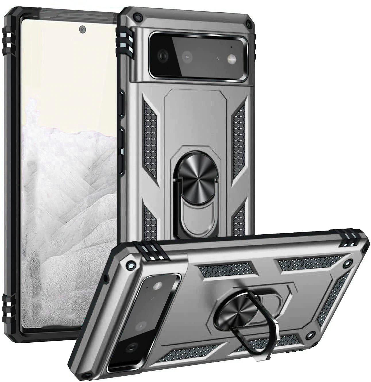 Hybrid Ring Case (Silver) for Google Pixel