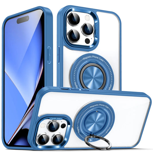 iPhone 14'' Hard Clear Back With Ring Magnetic And Magsafe Case Navy Blue