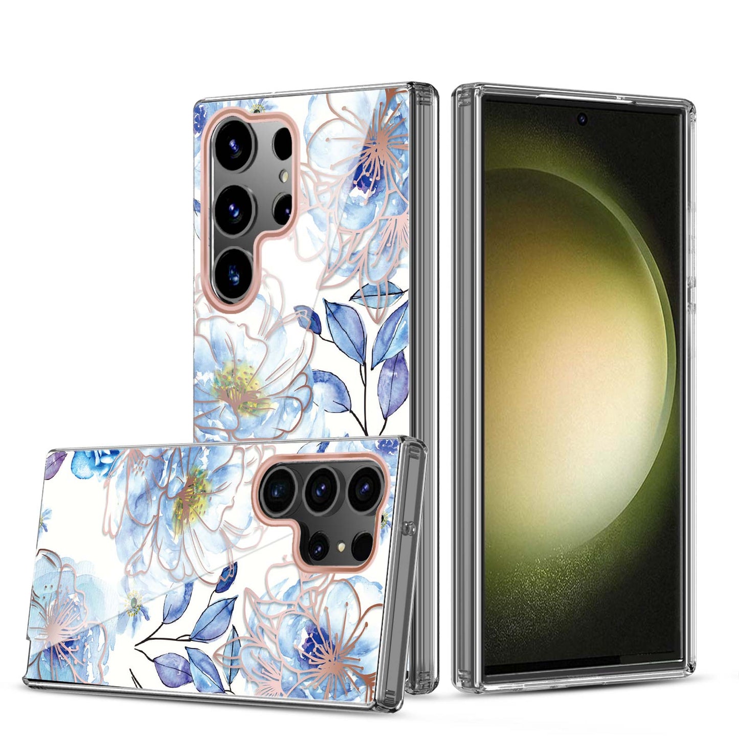 Clear Graphic Case (Blue Flower) for Samsung S23 ULTRA