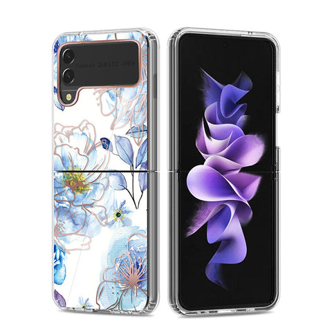 Clear Graphic Case (Blue Flower) for Samsung Z FLIP 3