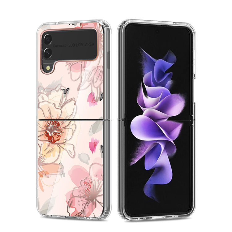 Clear Graphic Case (Pink Flower) for Samsung Z FLIP 4