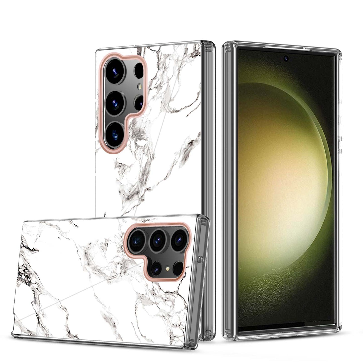 Clear Graphic Case (White Marble) for Samsung S23 ULTRA