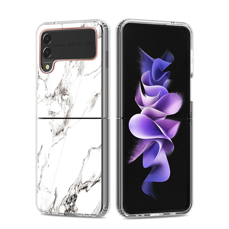 Clear Graphic Case (White Marble) for Samsung Z FLIP 3