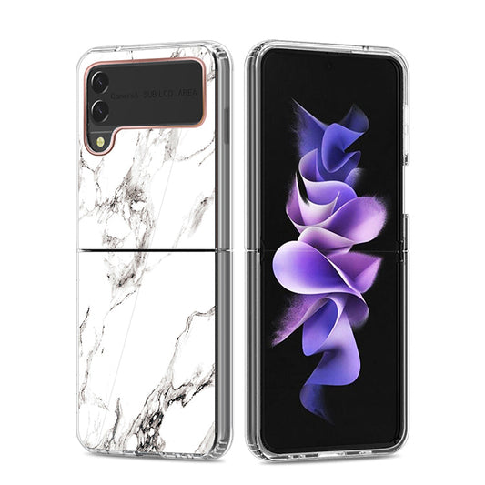 Clear Graphic Case (White Marble) for Samsung Z FLIP 3