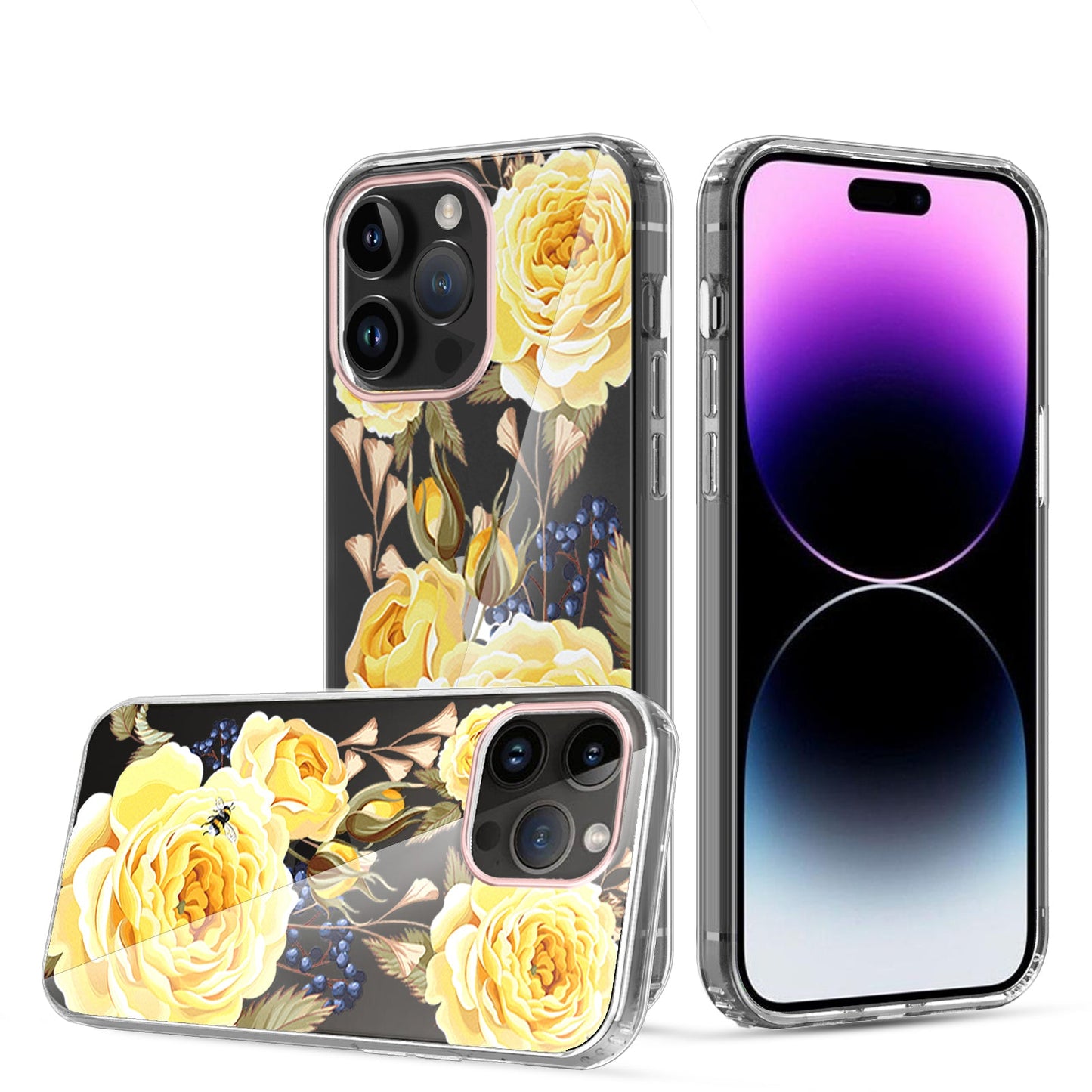 Clear Graphic Case (Yellow Rose) for iPhone 14 PRO
