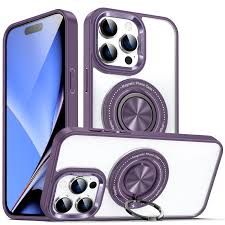 iPhone 14'' Hard Clear Back With Ring Magnetic And Magsafe Case Dark Purple