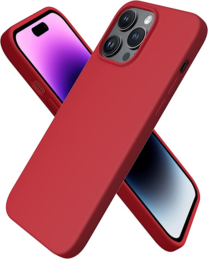 No Logo Silicone Red Hybrid Case For iPhone 14 PRO