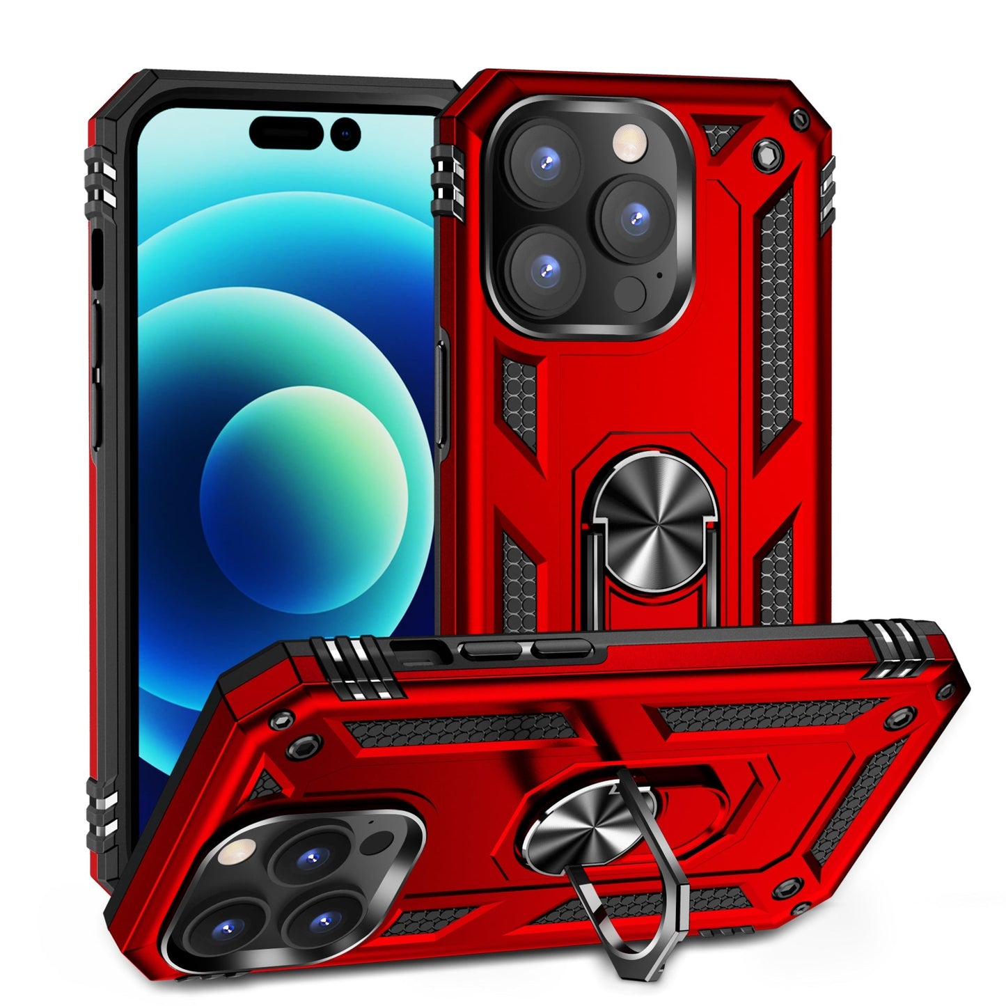 Hybrid Ring Case for iPhone 14 Pro Red