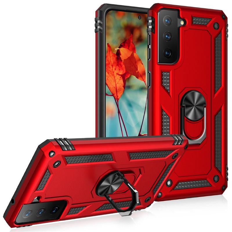 Red Hybrid Ring Case for Samsung S22 PLUS