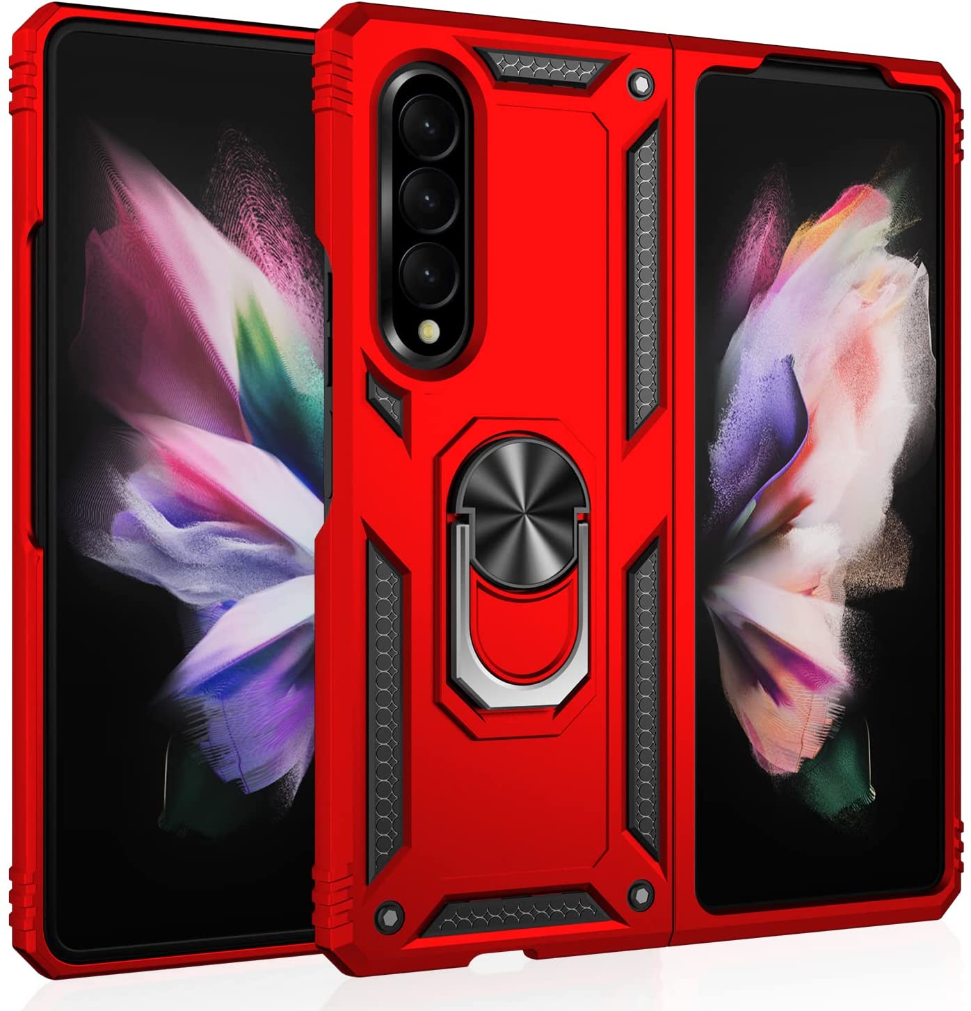 Red Hybrid Ring Case for Samsung Z3 FOLD