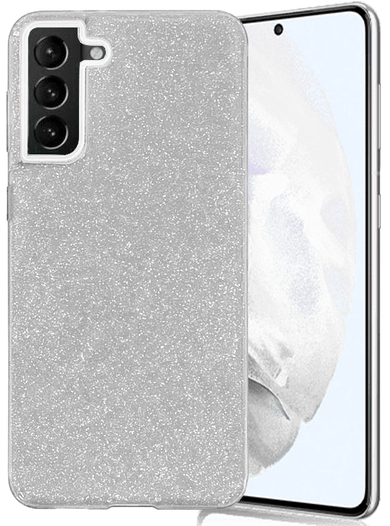 Glitter Silicone Case For Samsung S22 PLUS Silver