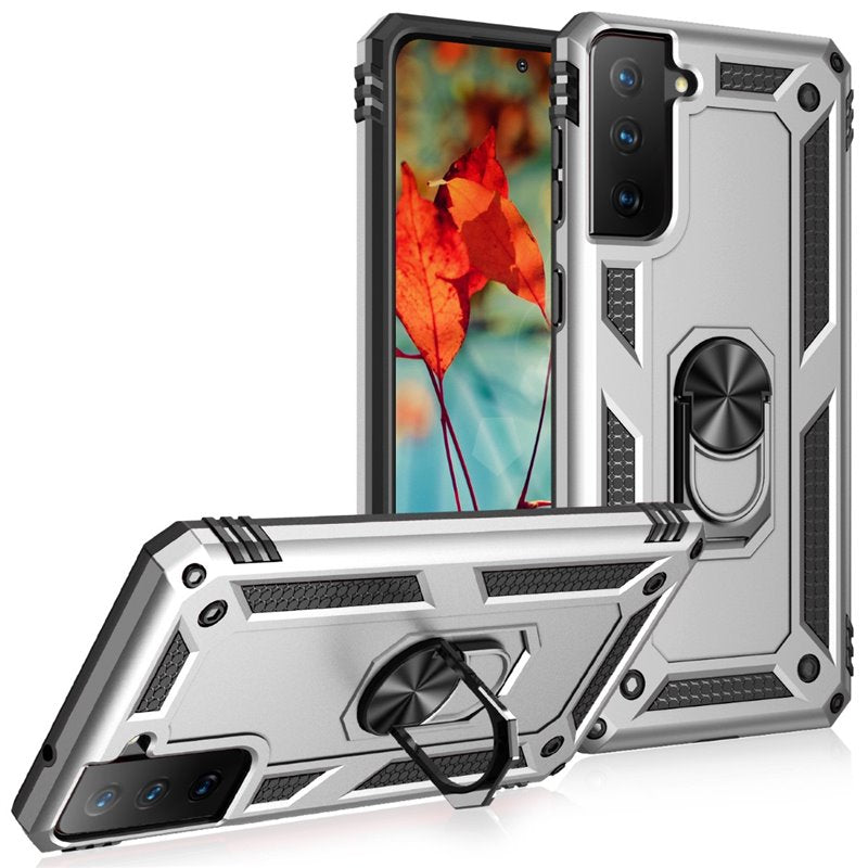 Silver Hybrid Ring Case for Samsung S22 PLUS