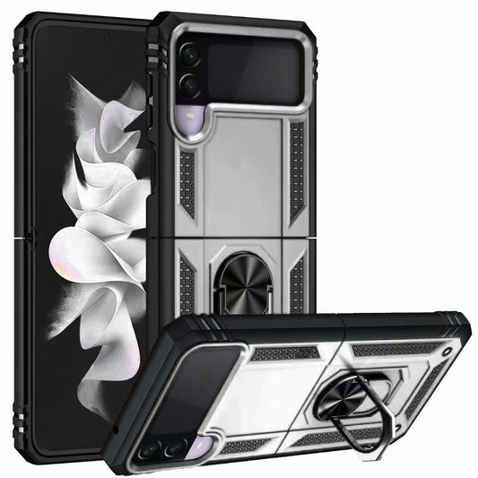 Silver Hybrid Ring Case for Samsung Z3 FLIP